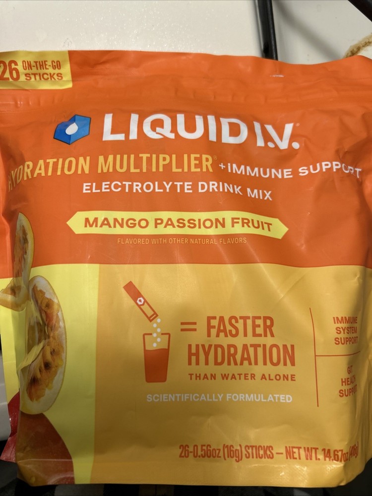 Liquid I.V. Hydration Multiplier Plus Immune Support, Mango Passionfruit (26 Ct)