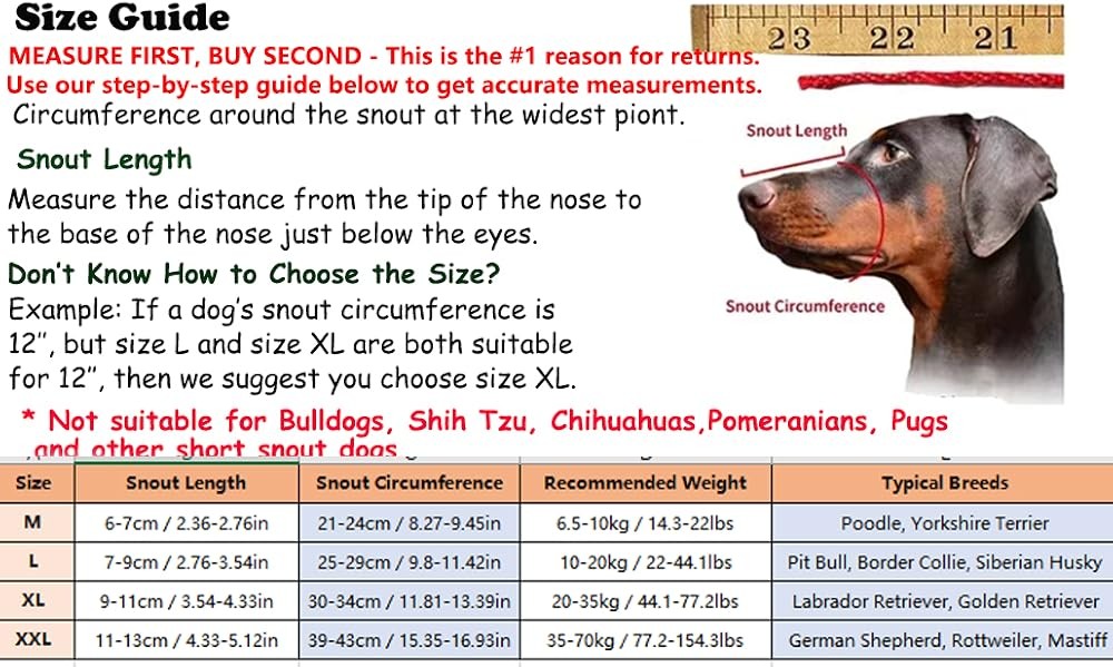 Pet Muzzle Breathable Basket Muzzle to Prevent Barking, Biting and Chewing