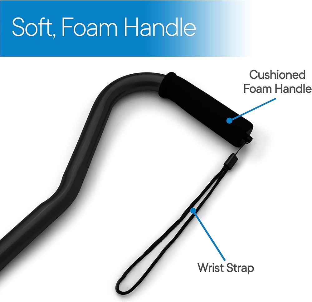 RMS Folding Cane with Offset Foam Handle, Adjustable Walking Stick Black