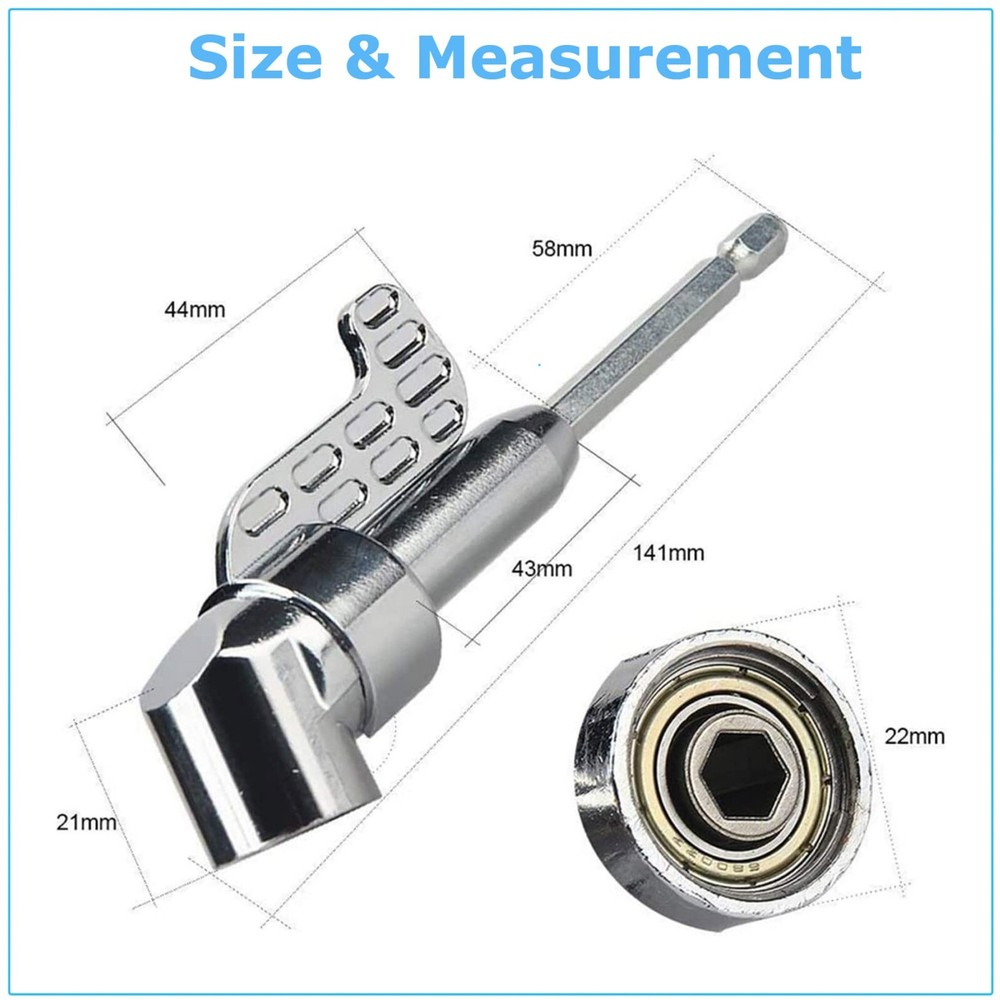 Long 105 Degree Right Angle Drill Socket Adapter Flexible Shaft Extension Bit
