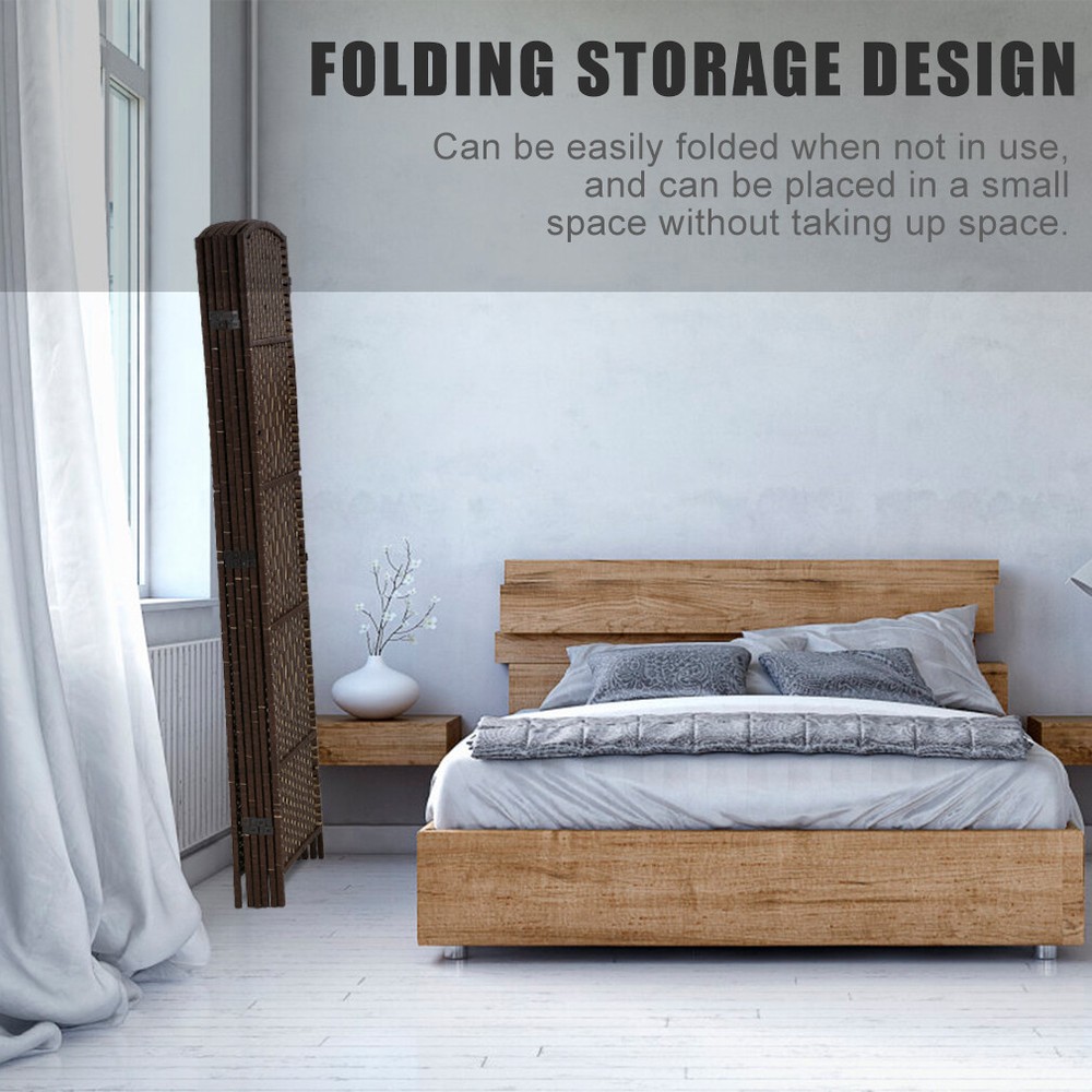 Room Divider 6 Panel Folding Privacy Divider 6 Ft Indoor Wall Divider Brown