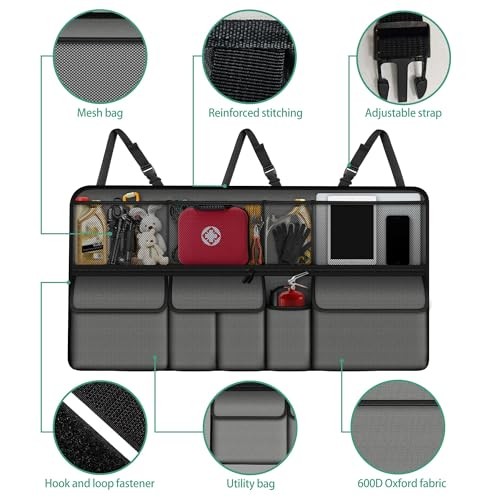 Hanging Car Trunk Organizer Fit Foldable Large Capacity For Forester Grey
