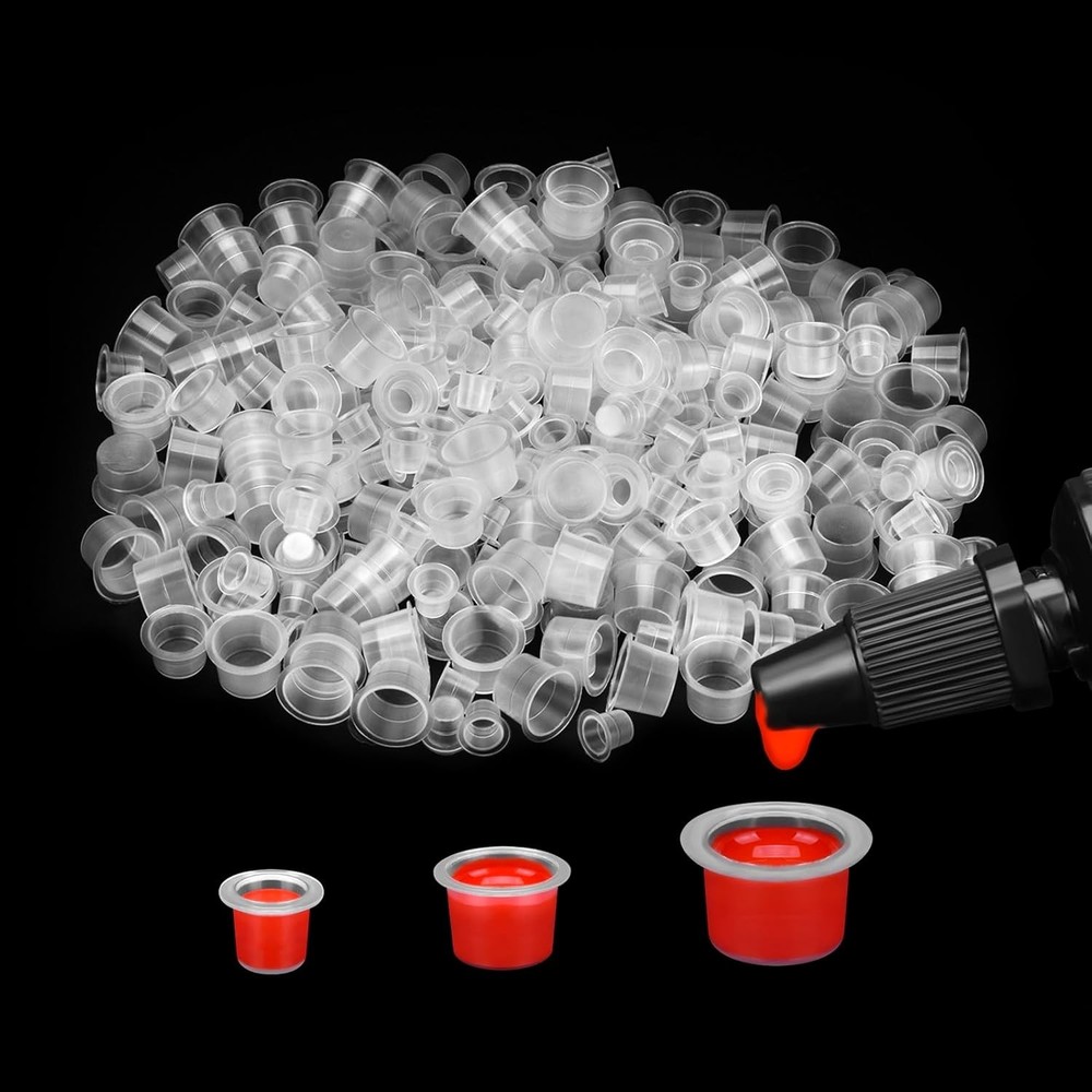 Essential 300pcs Tattoo Ink Caps Small Medium Large Microblading Pigment Cups