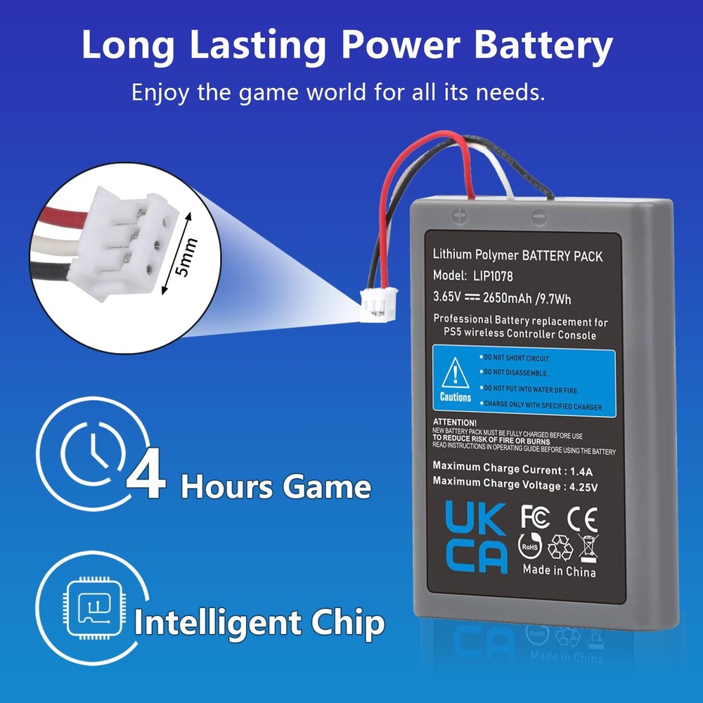 PS5 Controller Battery, 2650mAh LIP1708 Replacement Battery for Sony Playstat...