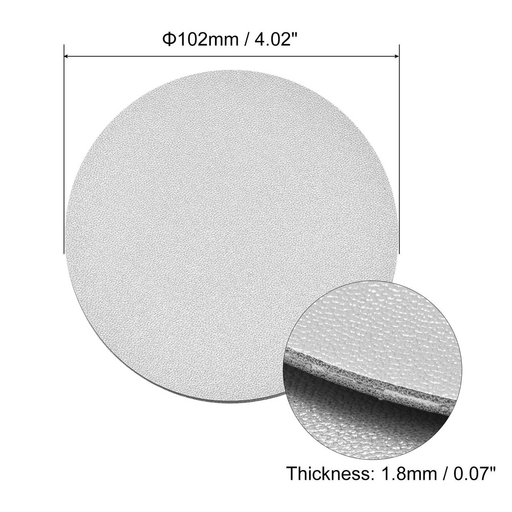 102mm Round Coasters PU Cup Mat Padding Silver Tone 4pcs