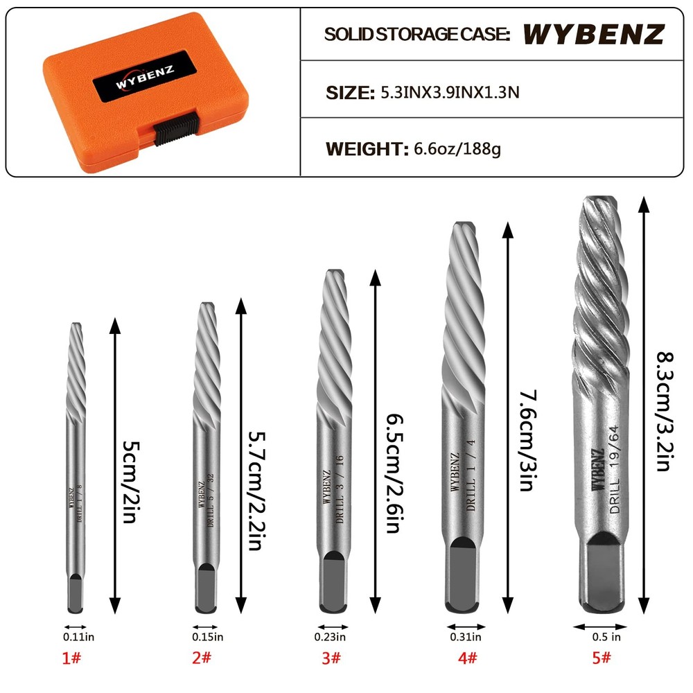 5Pcs Screw Extractor Set Spiral 5PCS Set, ‎screw