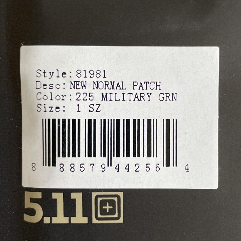 *BRAND NEW* 5.11 NEW NORMAL PATCH WEIGHT LIFTING HOOK BACKING