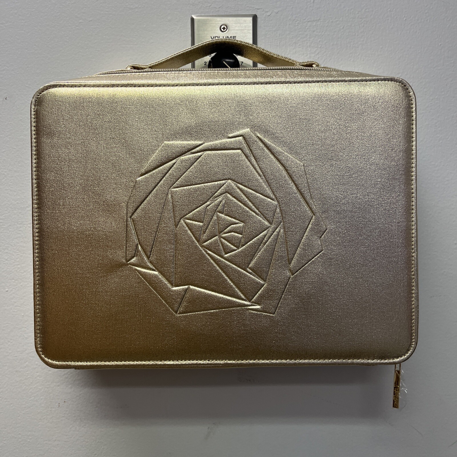 New Lancome Cosmetic Makeup Bag Train Case Golden Color