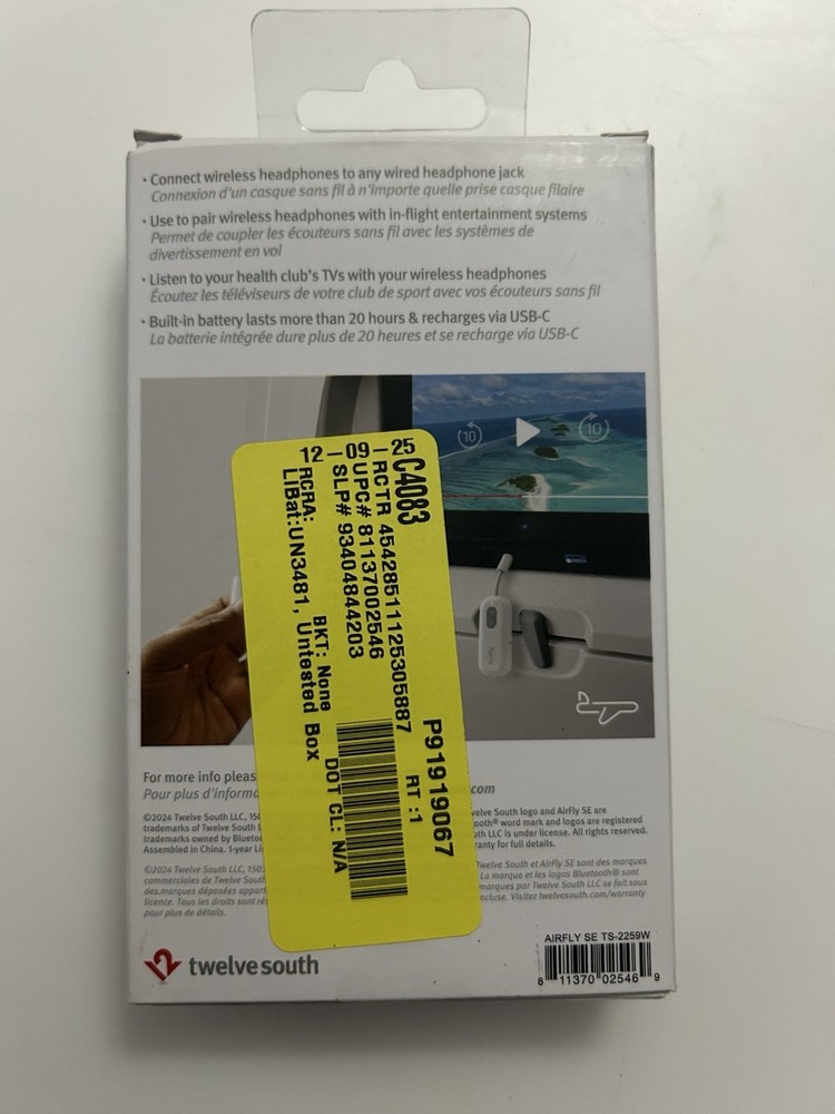 AirFly SE Bluetooth Wireless Audio Headphone Transmitter Receiver 20+ Hour NEW