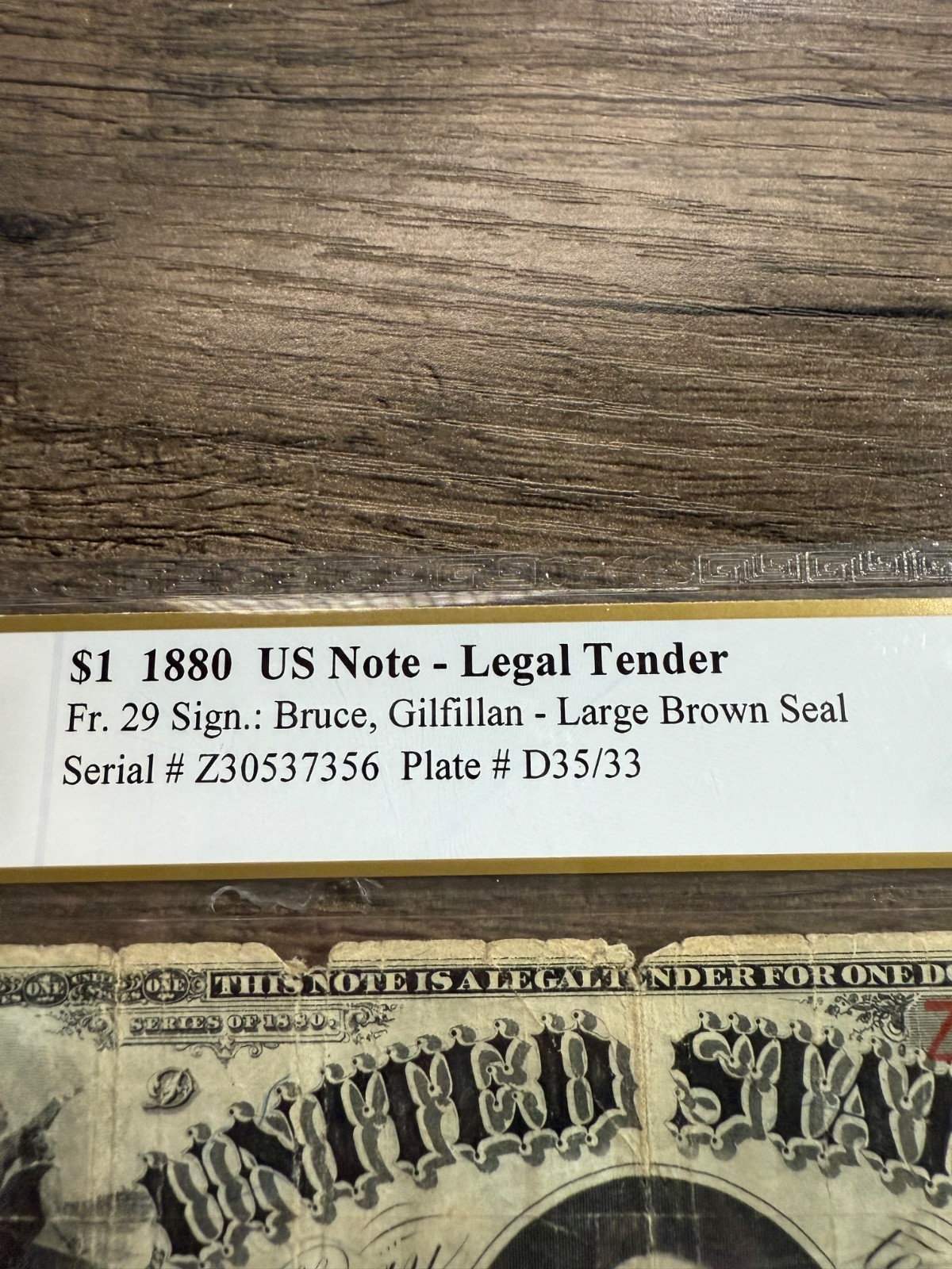1880 U.S 1 Dollar Bill Note * Large Brown Seal! PCGS F12 * Very Rare * Awesome
