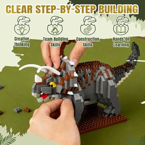 Building Sets Easter 860 PCS Micro Brick Dinosaur Model Triceratops Dinosaur