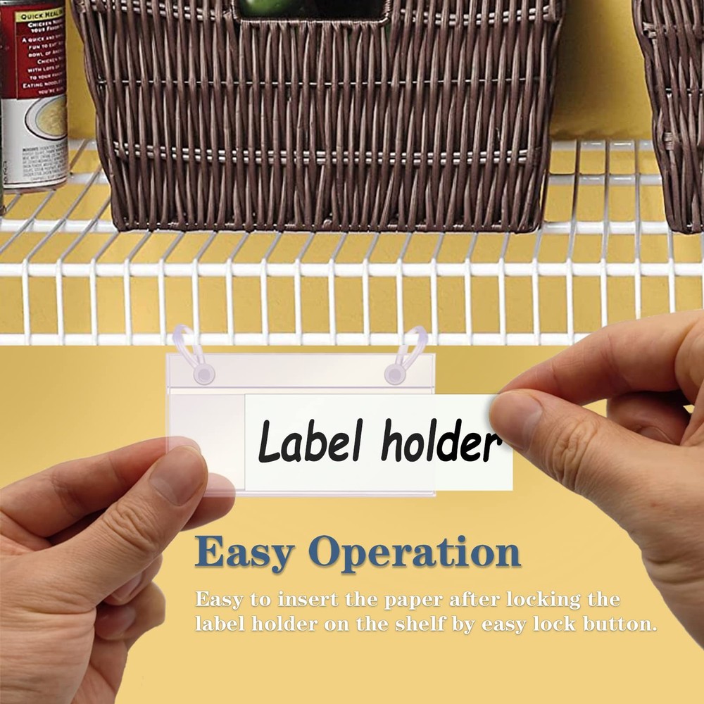 Basket Label Holders, 20PCS Plastic Basket Label Clips with Easy Button Lock ...