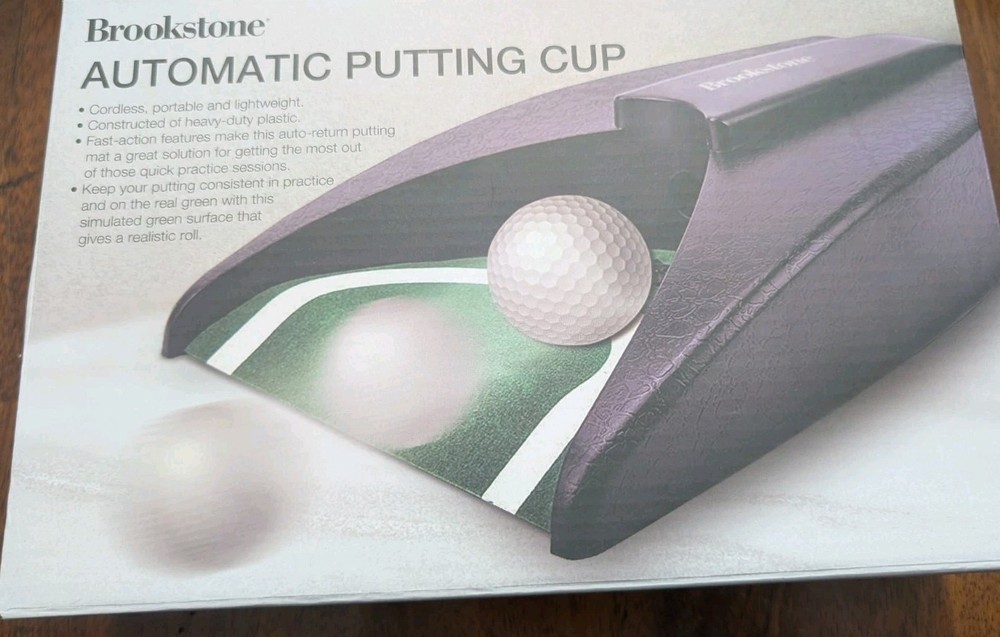 Brookstone Automatic Putting Cup Golf Ball Return Trainer Practice Aid New