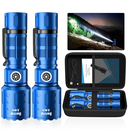 Flashlights High Lumens Rechargeable, Super Bright Long Range Small 2 Blue