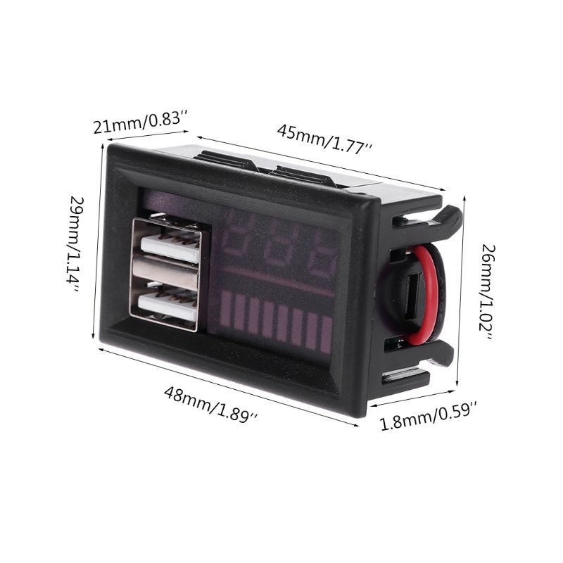 Car Motorcycle Digtal Voltmeter with 2 USB 12V Display Board