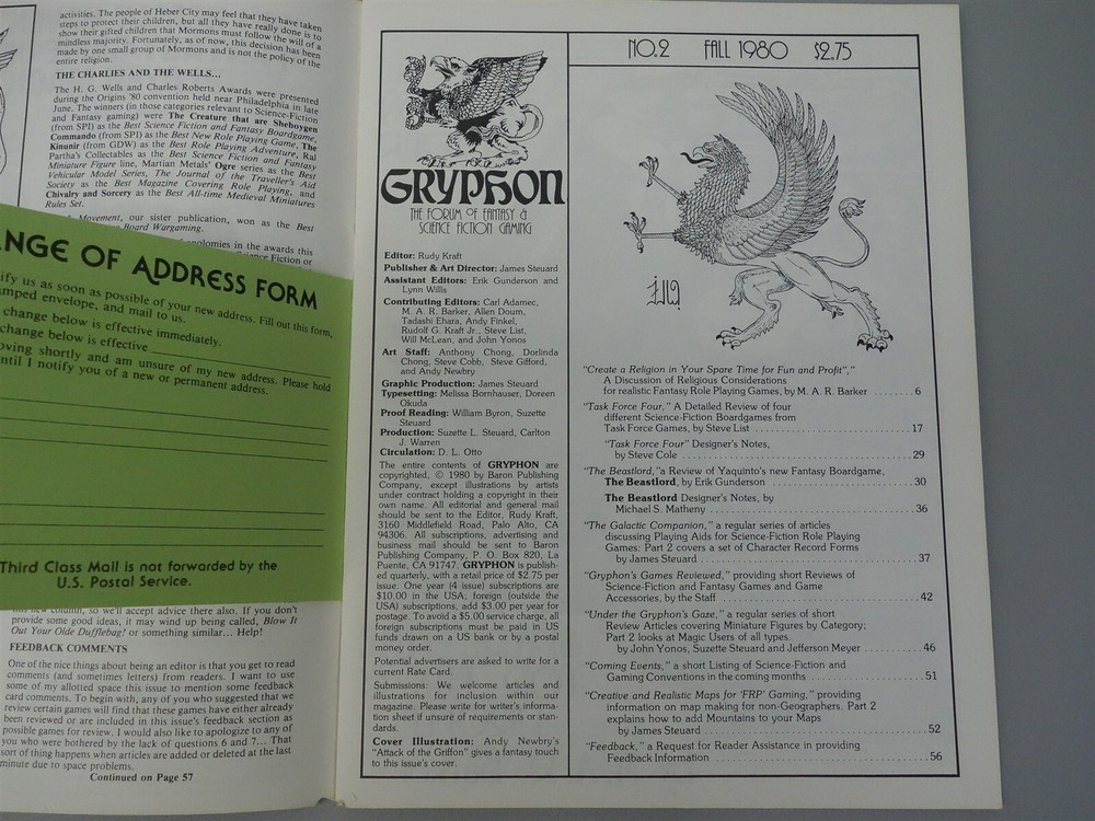 Baron Publications Gryphon Magazine Fall 1980 : Issue 2