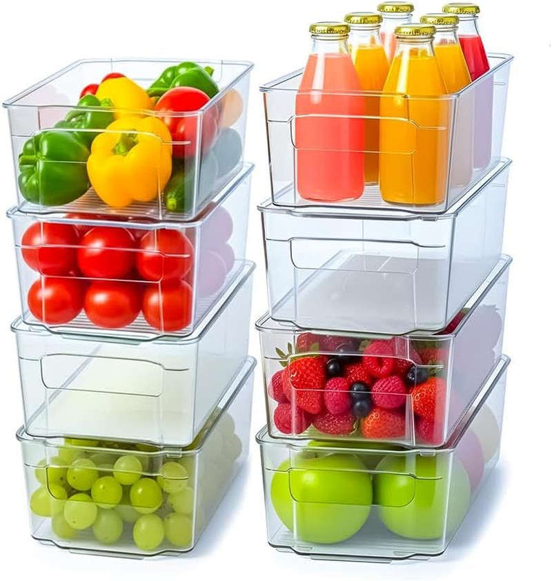 - Fridge & Refrigerator Organizer Bins (8 Pack), Clear Stackable Durable Plastic