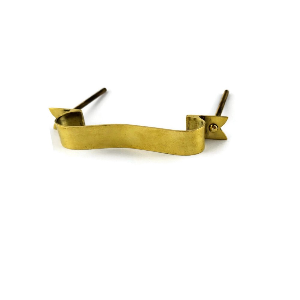 6 D PULL 6" handle heavy ribbon solid heavy brass old style kitchen GRAB 15 cm