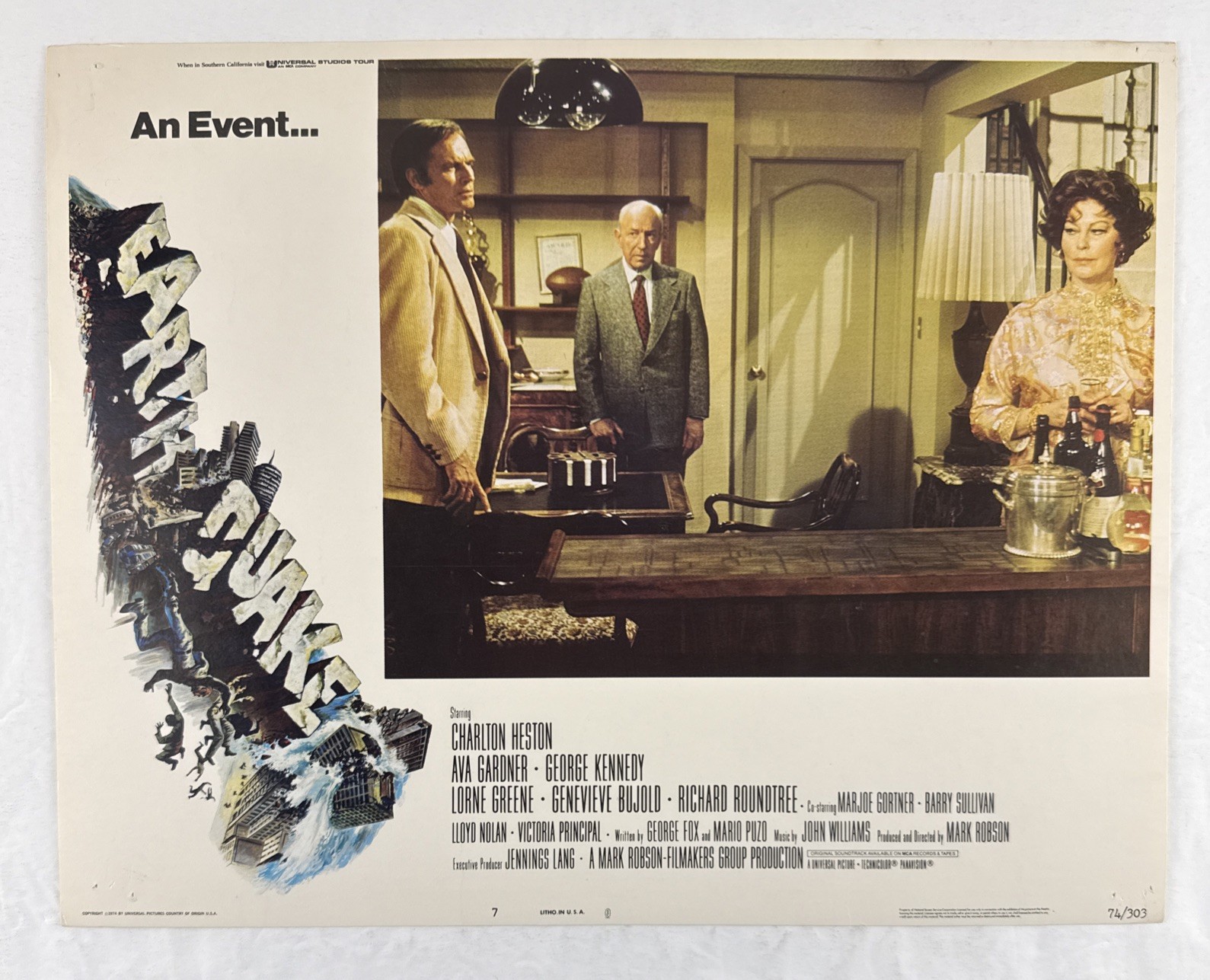 EARTHQUAKE Lobby Card Set of 8 (VeryFine-) 1974 Disaster Movie Poster 28414