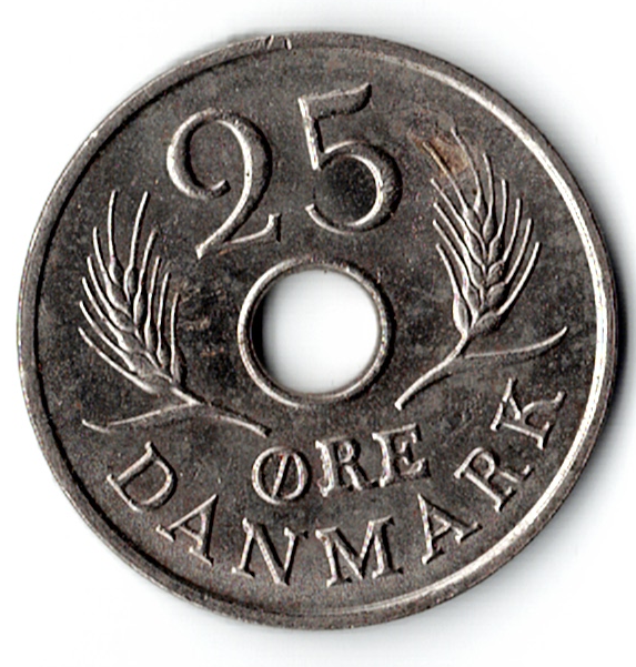 1967 Denmark 25 Ore Coin Danmark