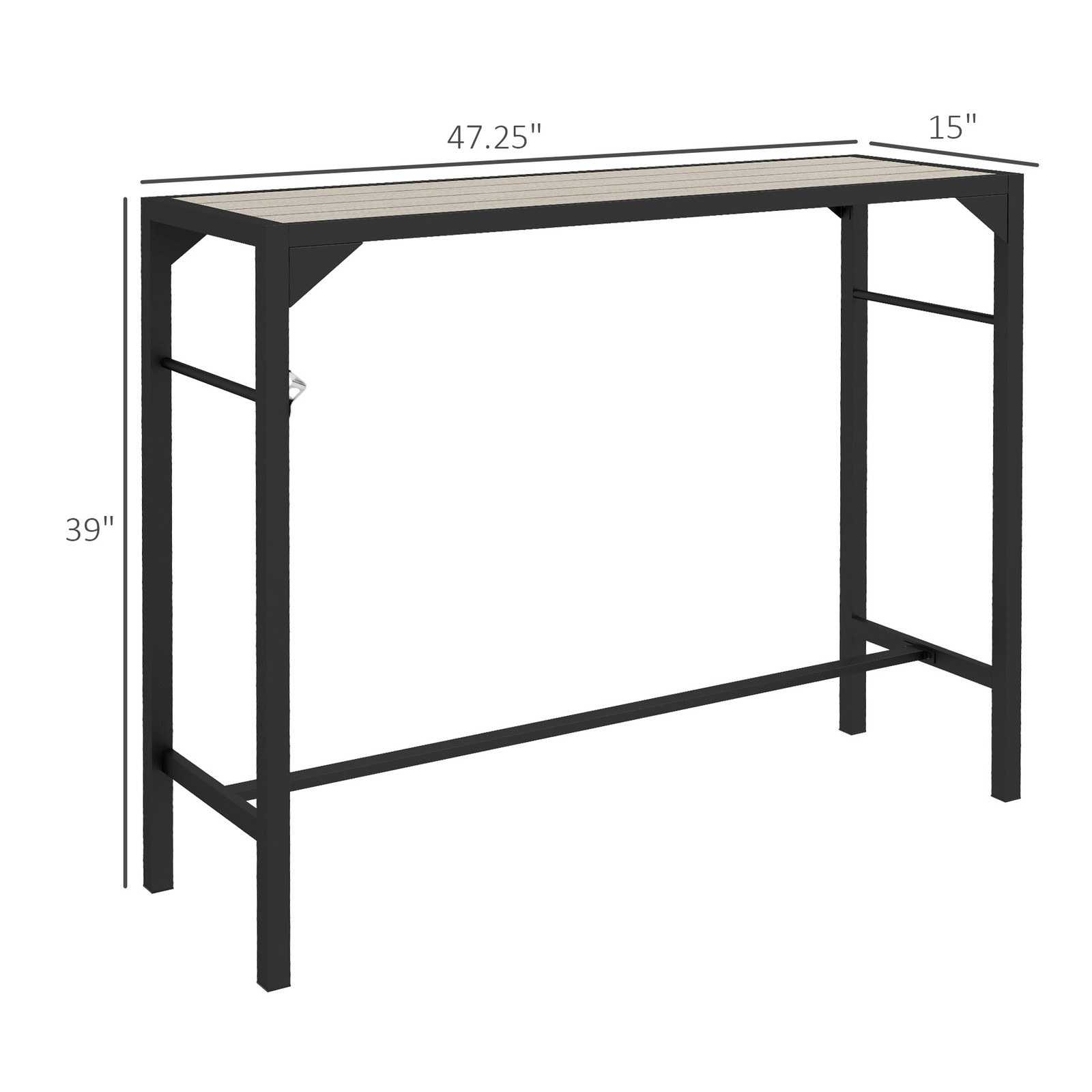 Outsunny 47" Outdoor Bar Table with Built-In Bottle Opener, Steel Frame