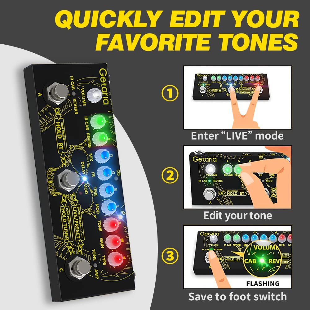 Getaria Guitar Multi Effects Pedal IR Cab Guitar Pedals Multi Effects Process...