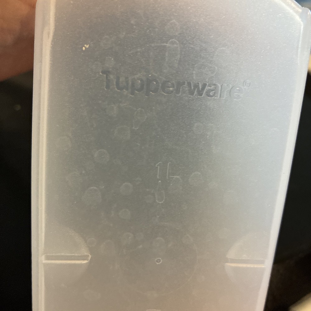 TUPPERWARE Space Makers Container Sheer w/Black Hinged Lid 1L