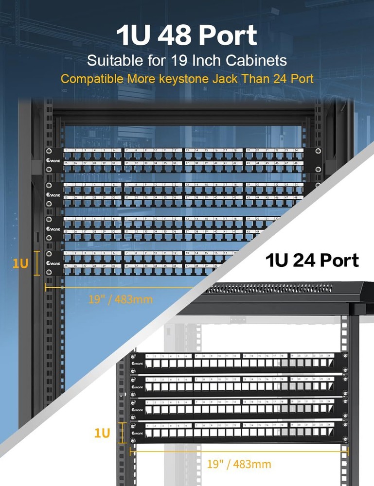 48port Blank Keystone Patch Panel Rackmount&wall Mount 1u 19inch Network Patch P