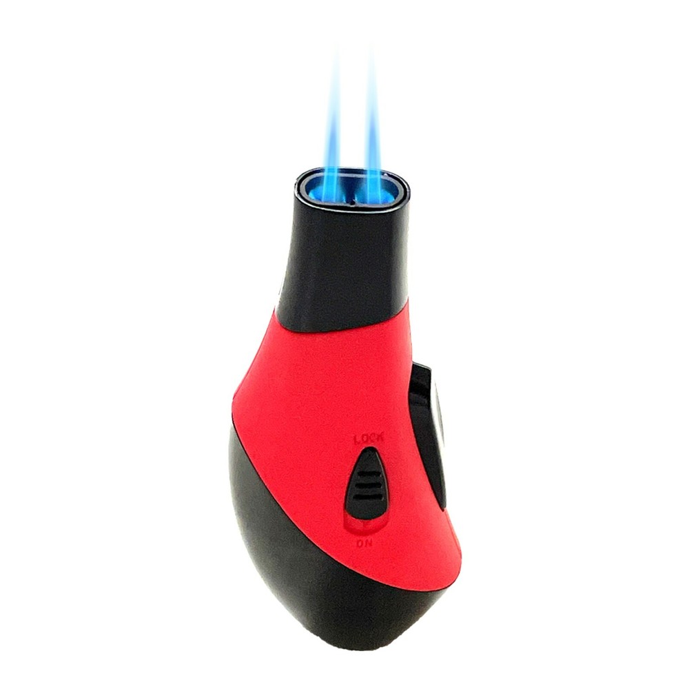 Double Jet Torch Lighter Adjustable Butane Refillable Water Drop Shape