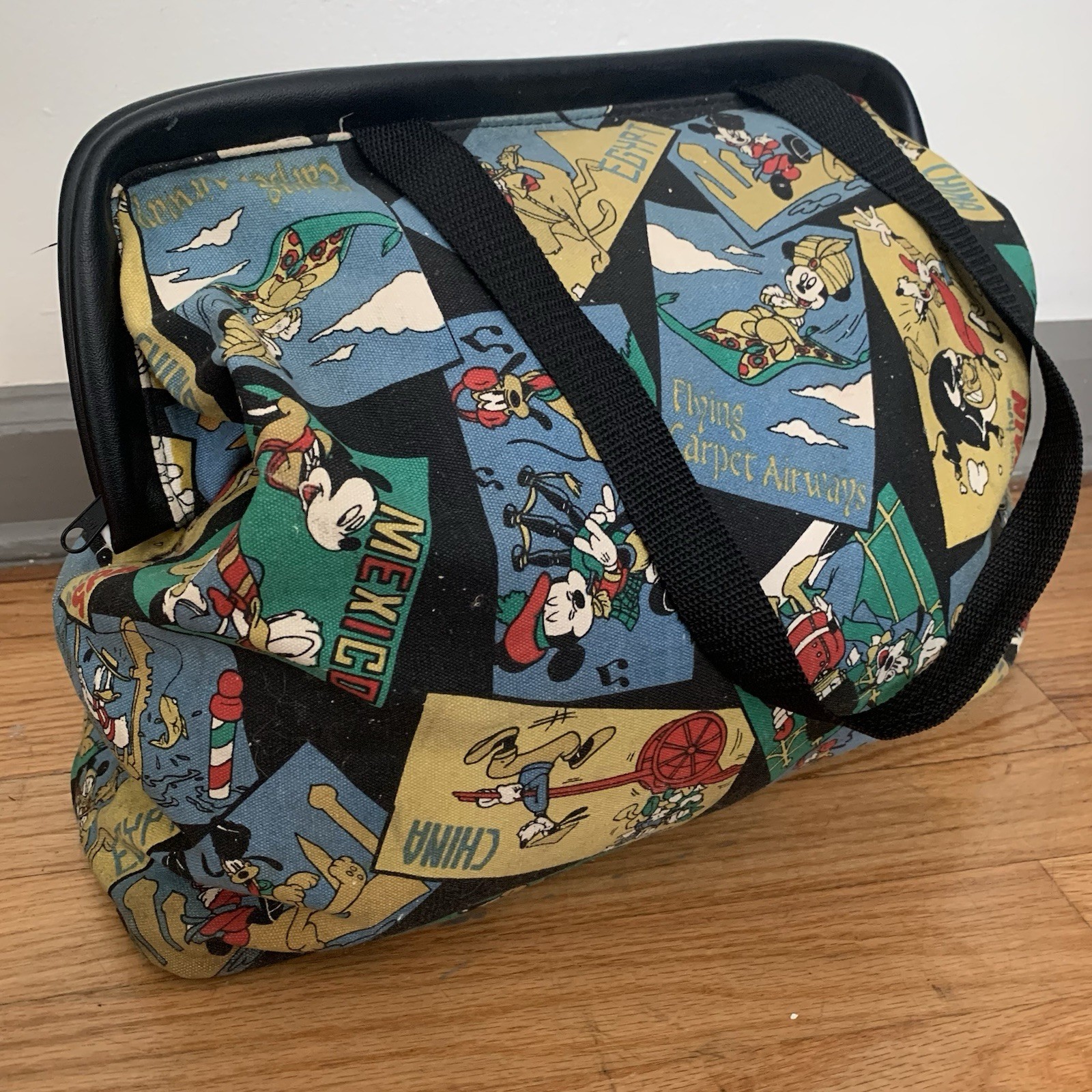 Vintage Disney Mickey Unlimited All Over Print Duffle Travel Bag