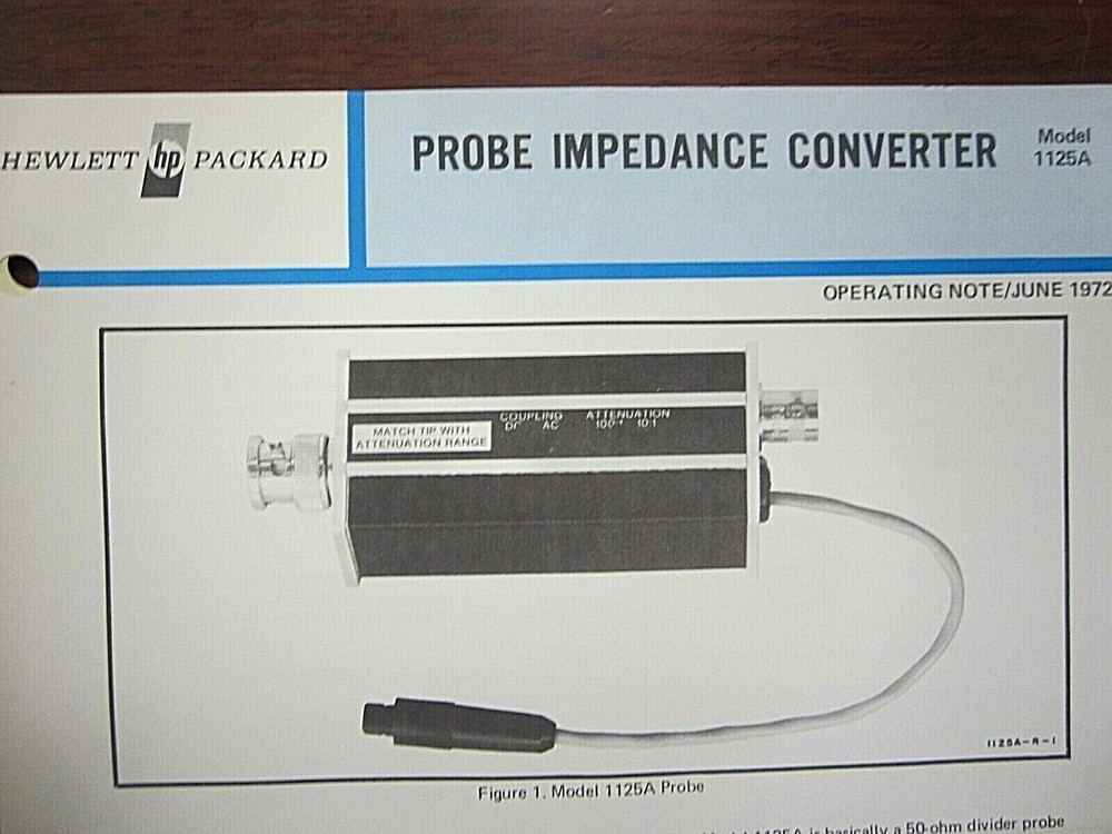 HP Probe Impedance Converter Model 1125A Operating Note