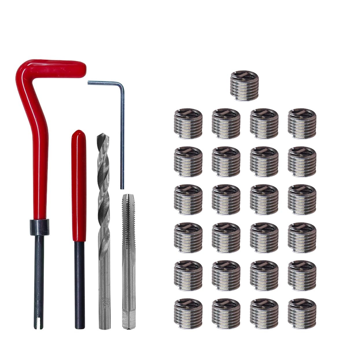 30PCS M6 x 1.0mm Thread Repair Insert Kit, Metric Helicoil Kit Compatible Hand T