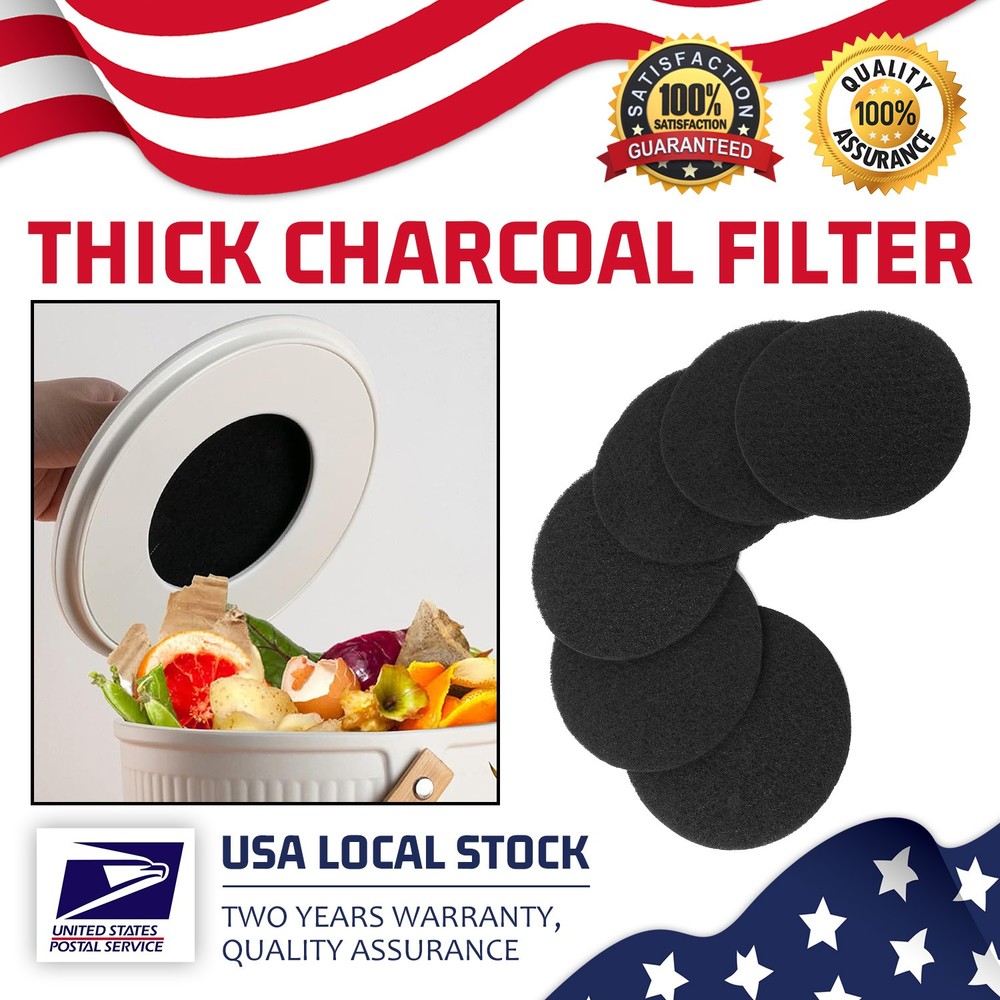 6 Pcs Kitchen Compost Bin Charcoal Filter Ceramic Pail Activated Carbon Filter
