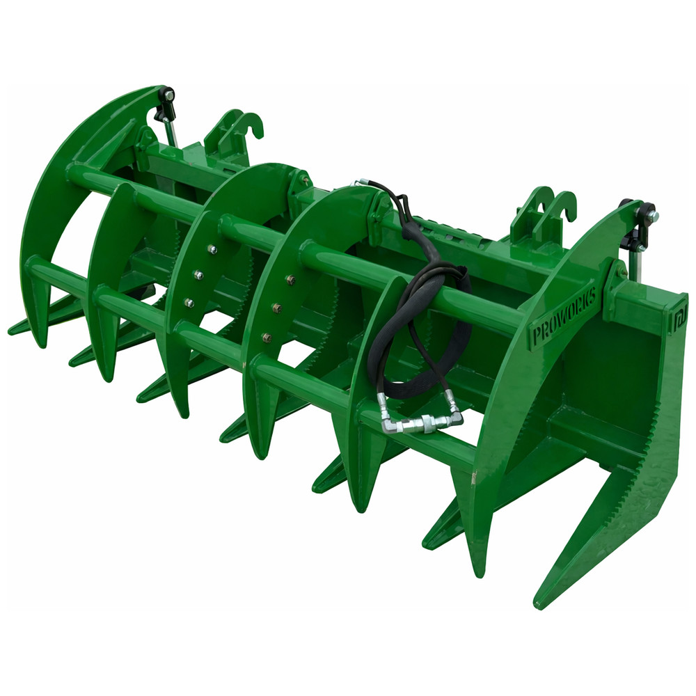 Proworks 72" Root Rake Clam Grapple Attachment John Deere Compact Tractor Loader