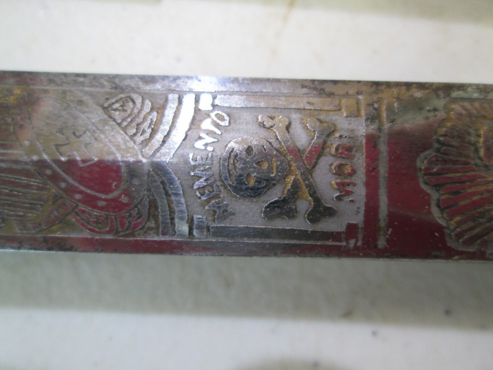 FRATERNAL SWORD & SCABBARD ETCHED BLADE NAMED AND MAKER