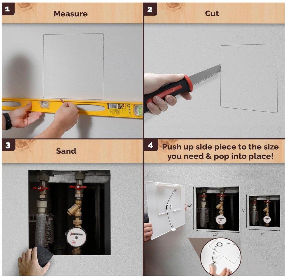 2 Pack Morvat 8x8 Adjustable Spring Access Panel for Drywall & Ceiling
