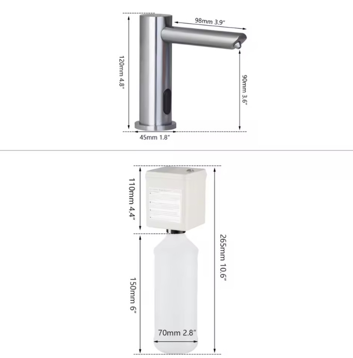 500ml Automatic Black Soap Dispenser Touchless Sensor Hand Sanitizer PlugBattery