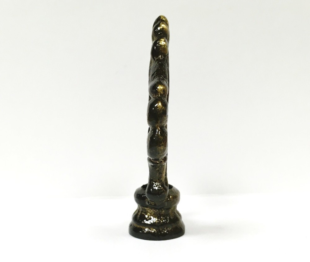 Lamp Finial-Solid Cast Brass ORNAMENTAL LOOP w/dual threads, AB Finish-FS