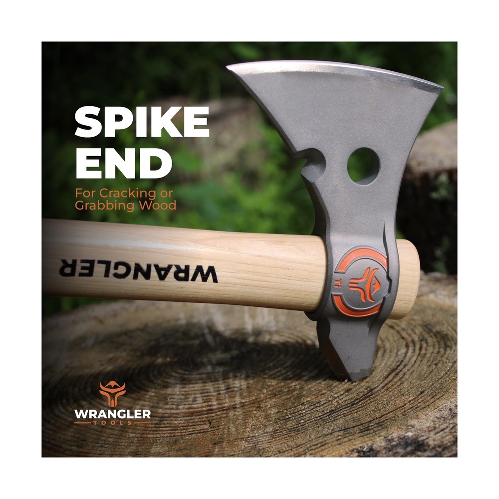 Titanium Camping Axe - 18" Wood Handle - Tomahawk Spike End - 2-Piece Design ...