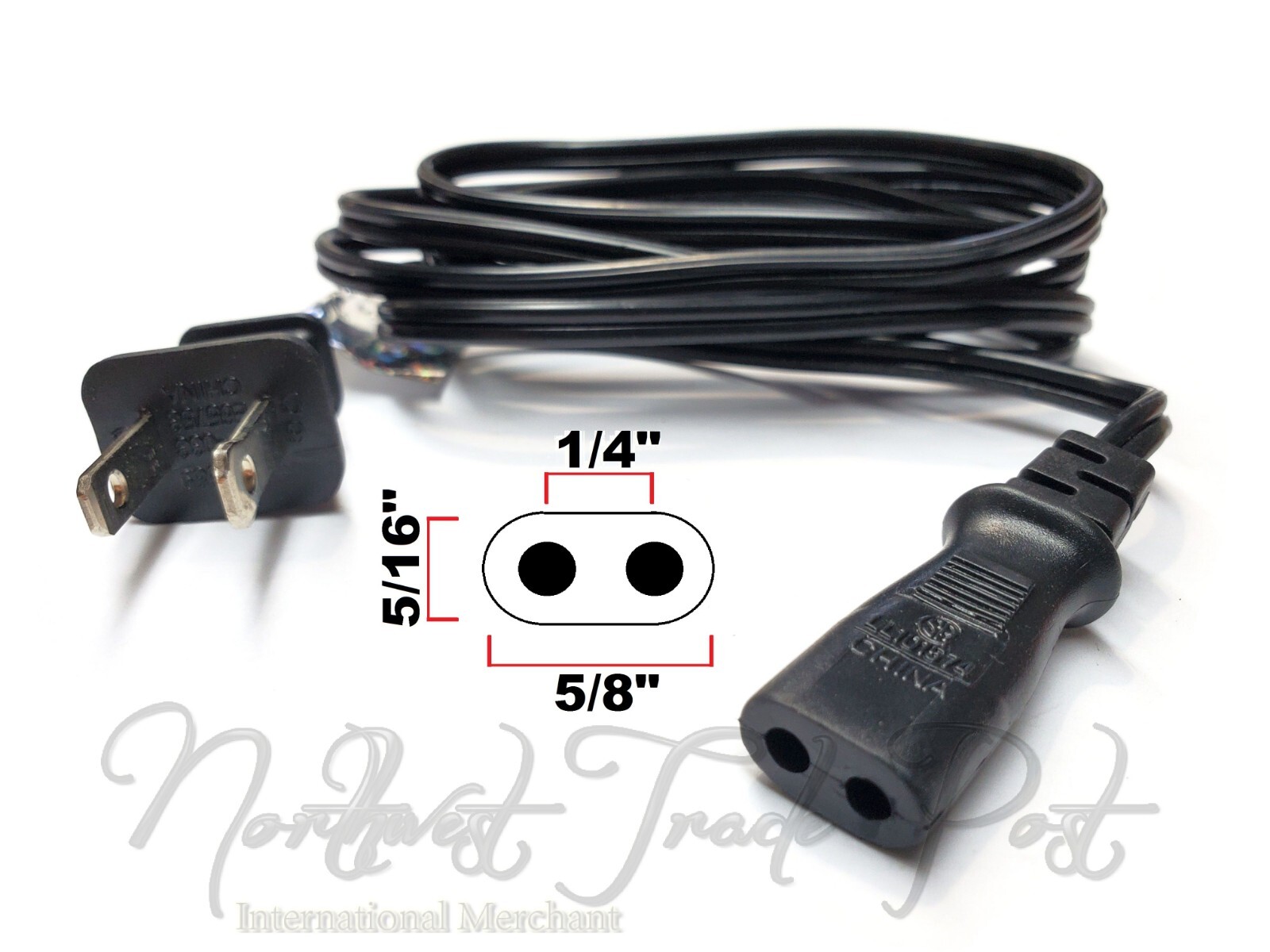 2-Pin Oval Power Cord for Technics Turntable Record Player Model SL-B350 SL-10 +