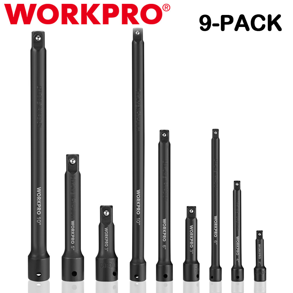 WORKPRO 9PC Impact Socket Driver Extension Bar Set 1/2 1/4" 3/8" Drive Extension