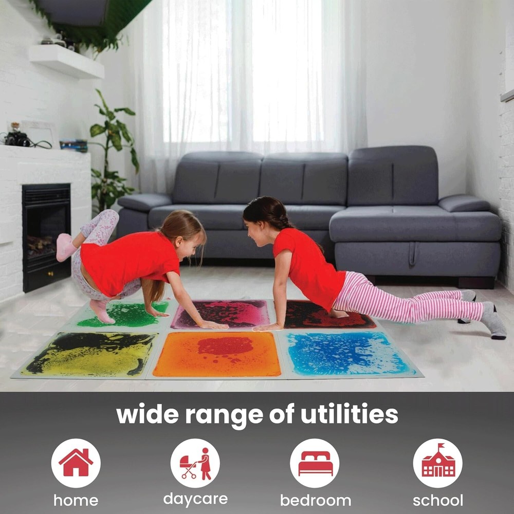 Novelmindz Sensory Tiles (9-Pack) – Multi Color Texture Changing Liquid Tiles
