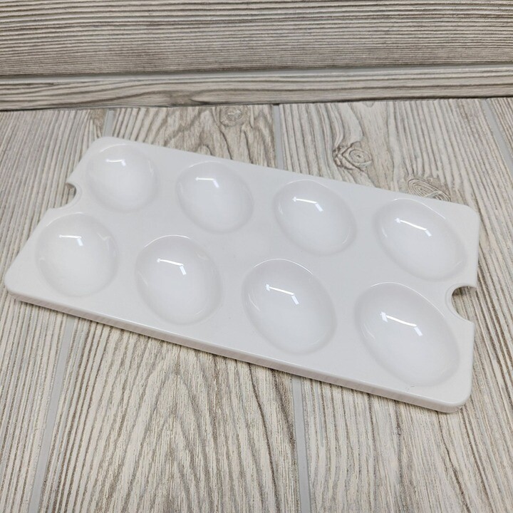 2 Tupperware White Plastic Replacement Deviled Egg Tray Carrier Insert 665 Vtg