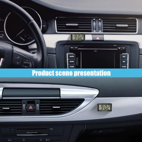 Small Electronic Dashboard Car Time Clock Self-Adhesive Mini Car Black