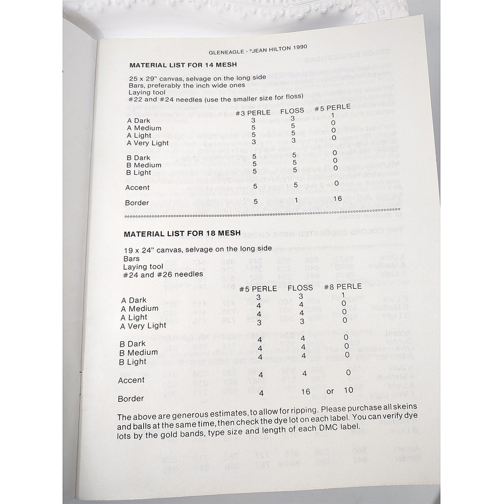 Jean Hilton's GLENEAGLE 1990 Needlepoint Book Pattern Sampler 12 Patch Geometric