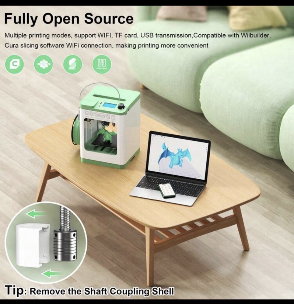 Tina2S Mini 3D Printer, 3D Printer With Wi-Fi Cloud Printing