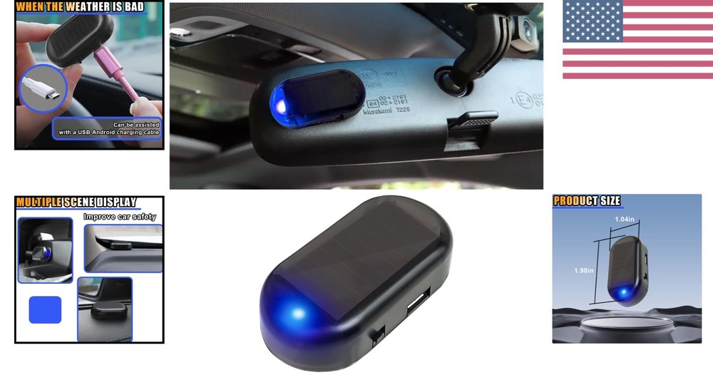 Solar-Powered Flashing Warning Light - Dependable Vehicle Security Accessory