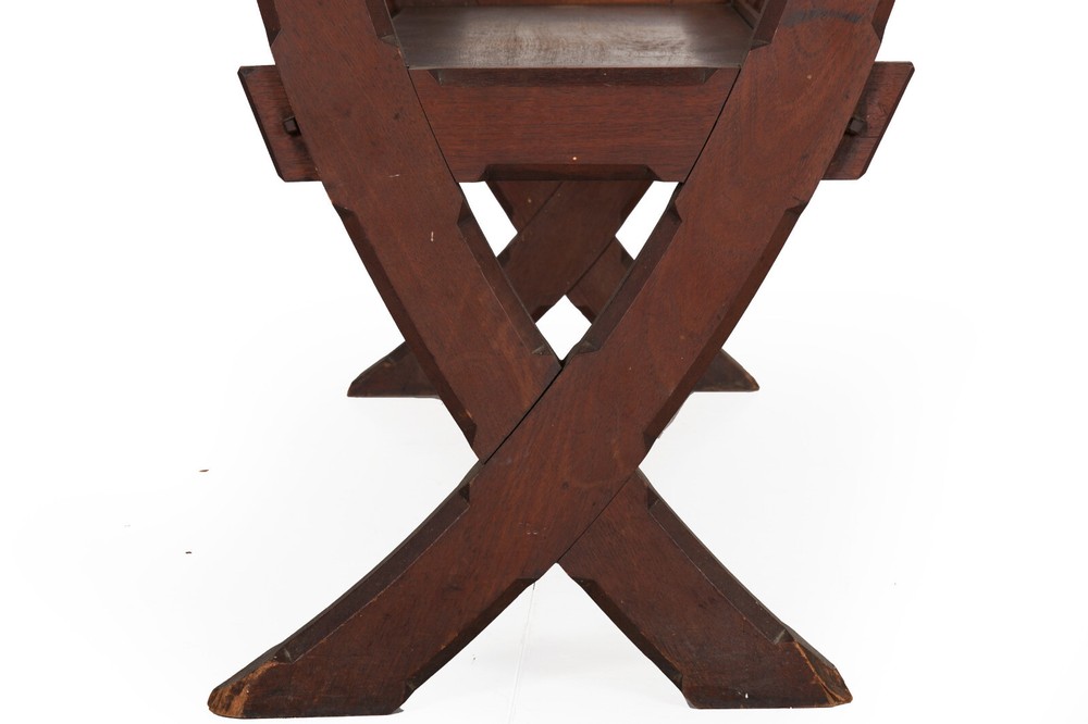 Circa 1890s American Gothic Revival Walnut Hall Bench Settee