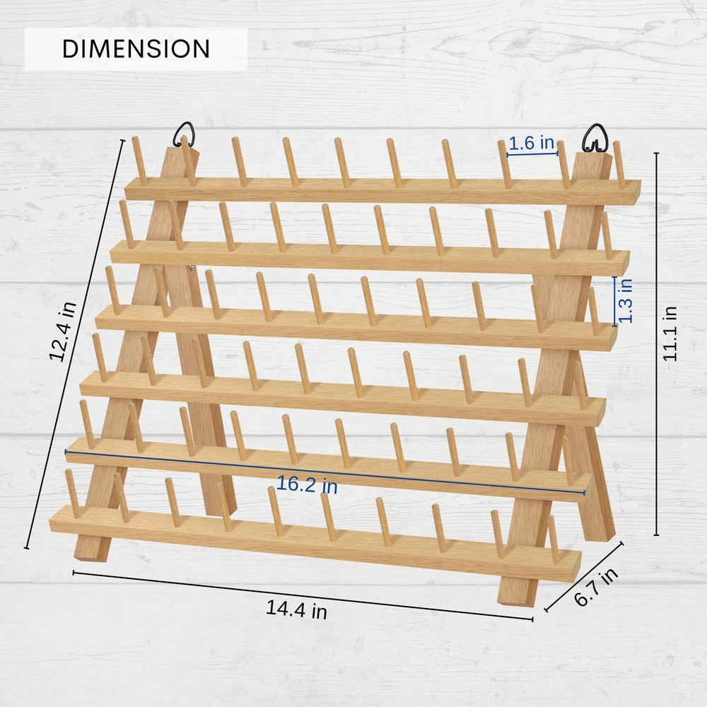 ILOT 2X60 Spools Wooden Thread Rack/Thread Holder Organizer with Hanging Hook...