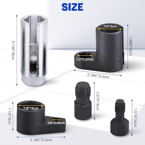 5pcs O2 Oxygen Sensor & Oil Pressure Sending Unit Master Sensor Socket Set Blue